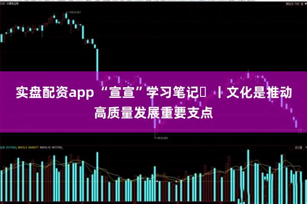 实盘配资app “宣宣”学习笔记㊹丨文化是推动高质量发展重要支点